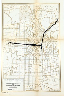 1925  LOS ANGELES - PHILADELPHIA TRANSIT SYSTEM  Map ORIGINAL  Echo Park - Image 1 of 4