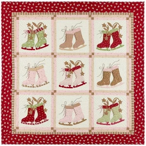Bunny Hill Designs ~Icicle Days ~ Patines, invierno, nieve, Navidad - Patrón de edredón - Imagen 1 de 2