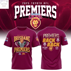 Brisbane Lion Premiers 2025 Back To Back 3D T-Shirt - Bild 1 von 2