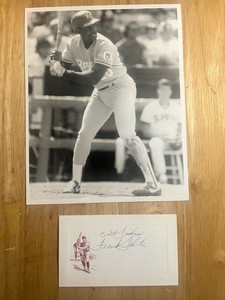 Frank White  RARE signed 3x5 w/ 8x10 photo - Royals HOF