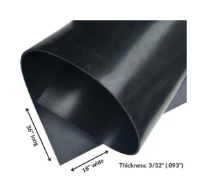 Neoprene Rubber Sheet Solid 3/32" thick x 18" wide x 36" long 60A Duro, Black - Picture 1 of 9