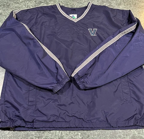 Vintage Big East Villanova Wildcats Navy Blue Windbreaker Pullover Size XL Cover
