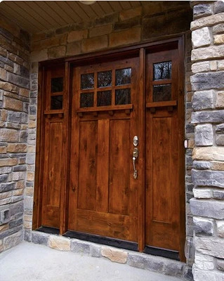 3068 Pre-Finish Craftsman Knotty Alder Entry Door With Sidelites - Image 1 of 3
