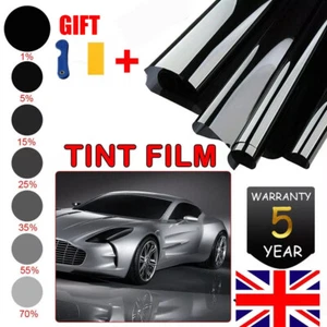 1/5/15/25/35% CAR WINDOW TINT FILM KIT TINTING SUPER DARK BLACK LIMO 75CM x 6M - Picture 1 of 20
