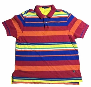 Vintage Daniel Cremieux Shirt Mens XL Multi Striped Short Sleeve Polo Casual - Picture 1 of 5