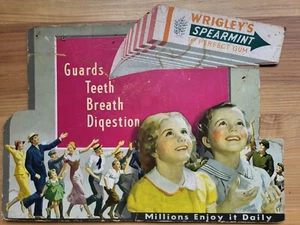 Vintage WRIGLEYS CHEWING GUM cardboard countertop ADVERTISING DISPLAY SIGN  - Picture 1 of 5