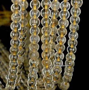 7MM CITRINE GEMSTONE TRANSLUCENT (ALMOST CLEAR) ROUND 7MM LOOSE BEADS 15inch - Picture 1 of 1