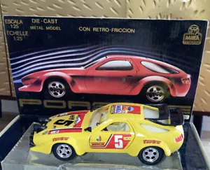1:25 Mira Porsche 928 Rally Turbo Yellow Die Cast Metal Car Made In Spain - Picture 1 of 14