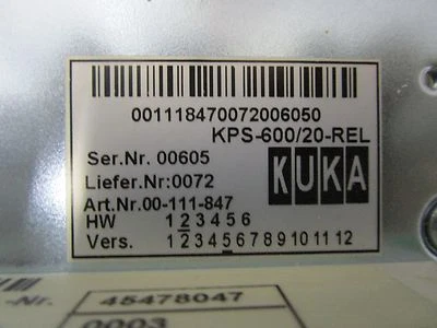 Kuka KPS-600/20-REL 00-111-847  Servo Drive KRC2 Controller - Image 1 of 3