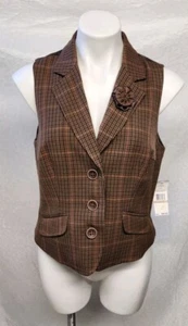 Tommy Hilfiger Damen braun kariert elegante Weste Knopfleiste Gr. 12 neu mit Etikett (556) - Bild 1 von 8