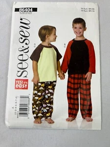 Butterick See & Sew B6404 Boys Pajama Top & Pants Size 2-8 Uncut Pattern - Picture 1 of 3