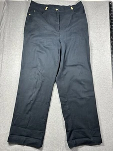 St John Sport Size 12 Black Pants Stretch Cotton Straight Leg High Rise Waist - Picture 1 of 7
