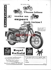 1959 Advert ROYAL ENFIELD Range of Motorcycles Vintage Original Print Ad 730B - Picture 1 of 1