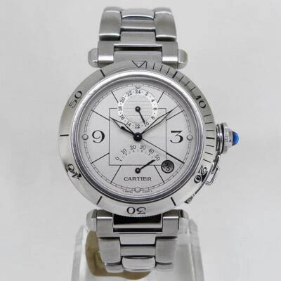 CARTIER Watch W31037H3 Pasha 38 Power Reserve GMT 38mm Silver Automatic 100M SS - Image 1 of 4