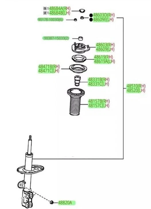 Toyota Prius 2013 Juego de Botas de Cojinetes y Amortiguadores Delanteros OE Genuino Foto 1 de 1