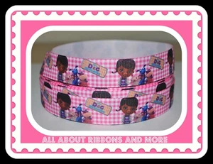 7/8 INCH DOC MCSTUFFINS PINK GINGHAM GROSGRAIN RIBBON- 1 YARD - Picture 1 of 1