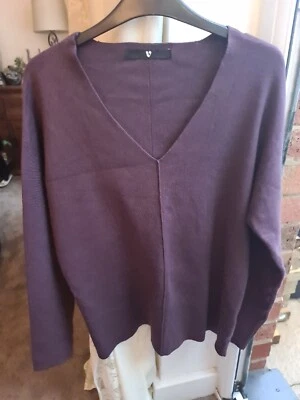 Womens Faded Plum V Neck Jumper Size 12 By V By Very - Image 1 of 2