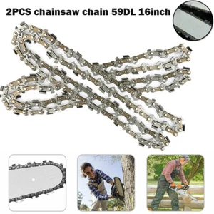 2x16"Chainsaw Chain Blades Pitch 3/8"LP 0.050 Gauge 59 Drive Link Replacement - Picture 1 of 8