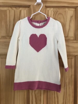 Savannah Baby Girls Cream Pink Heart Cotton Sweater Dress 12M ~NWT! - Image 1 of 4
