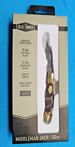 Old Timer Middleman Jack Knife 3.25" Sawcut 33OT 2.5" Clip Blade & 1.7" Blade - Picture 1 of 4