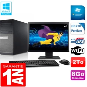 PC tour DELL 9020 Intel G3220 RAM 8Go Disco 2A Wifi W7 Pantalla 22" - Imagen 1 de 1