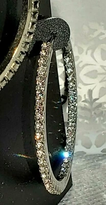 NOVO Brincos Perfurados de Prata com Argola de Strass Brilhante New York & Co City - Imagem 1 de 4