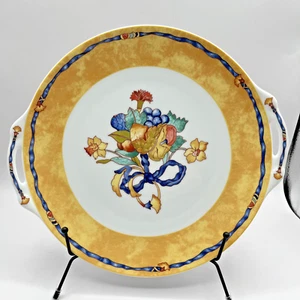 Borghese by Bernardaud Limoges France - Handled Cake Plate Yellow Band - 11" - Picture 1 of 11