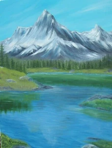 Original Landscape Oil Painting on Canvas (Bob Ross Style) 14" x 18" - Picture 1 of 1