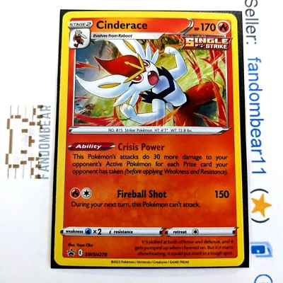 Cinderace COSMOS HOLO Black Star Promo card SWSH278 Sword & Shield 2023 NM/LP - Image 1 of 4