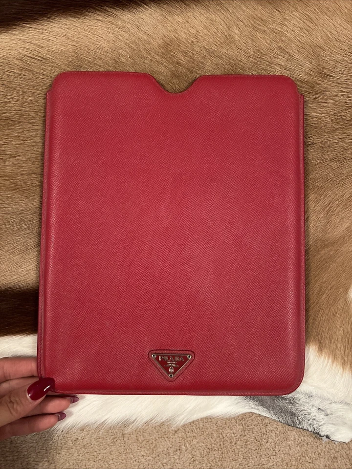 Authentic Prada Red iPad Case, Saffiano Calf Leather, Made In Italy. - Image 1 of 4
