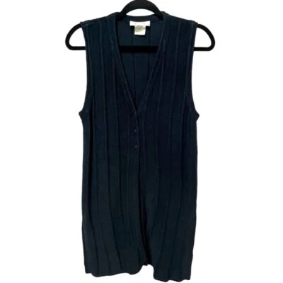 GO шелк черный 3 кнопки моющийся 100% шелк вязаный длинный верхний жилет, размер 1 - Изображение 1 из 4