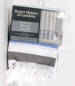 Better Homes & Gardens Turkish Stripe Blue 72" X 72" Fabric Shower Curtain