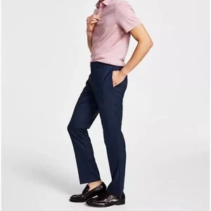 NUEVO Pantalones de vestir elásticos Calvin Klein Jerome 32 x 30 azul marino lavables a máquina - Imagen 1 de 10