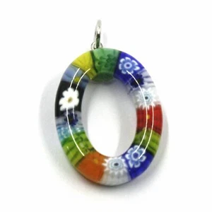 Pendentif, Lettre Verre Murano, Initiale Ou, Longueur 2.5 CM, Millefleurs - Picture 1 of 5