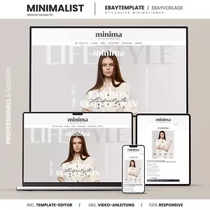eBay Vorlage + Editor • Minimalist eBay Template 100% Responsive Auktionsvorlage - Bild 1 von 12