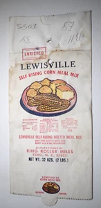 Vintage Paper Sack Bag - LEWISVILLE CORN MEAL MIX, KING ROLLER MILLS, KING NC - Picture 1 of 1