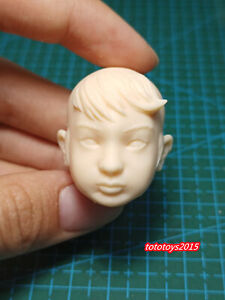 1:6 Little Asian Boy Soldier Head Sculpt For 12'' Male Action Figure Body Toy