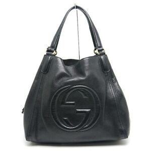 GUCCI Hand Tote Bag Soho Leather GG Black 282309