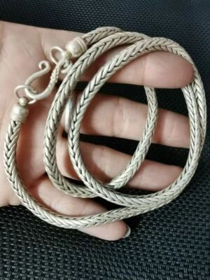 Cool Exquisite Chinese Tibet Silver Handmade Weave Necklace Bracelets Gift - Image 1 of 4