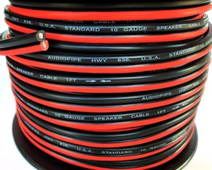 50ft Red Black 10 Gauge SPEAKER WIRE Cable Home Car Audio Wiring 12V DC Power - Picture 1 of 7