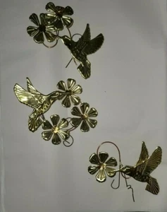 Juego de 3 colibríes de pared arte metal colgante vintage flores latón cobre - Imagen 1 de 8