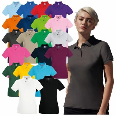 Fruit of the Loom Ladies Premium Cotton Piqué Polo Shirt Casual Fashion Workwear - Image 1 of 4