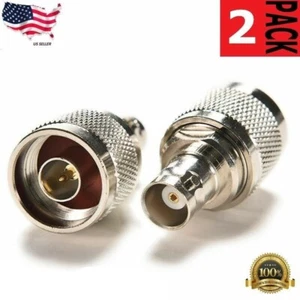 2 Pack N Male to BNC Female Coax RF Adapters Connectors - Zdjęcie 1 z 3