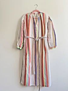 £85 Lemlem x H&M Stripe Belted Tunic Dress, Linen Feel, Relaxed Fit, Size S - Picture 1 of 23