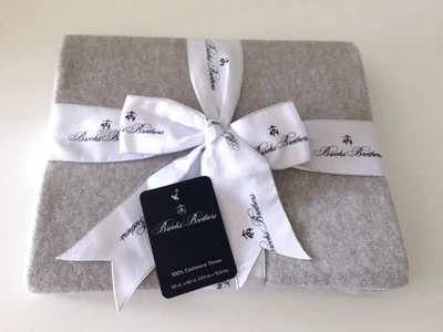 NUEVO CON ETIQUETAS BROOK BROTHERS 100% CACHEMIR TEJIDO GRIS TIRO 50 IN X 60 IN Foto 1 de 4