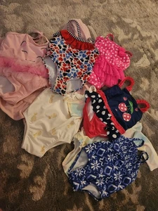 Lot 7 One Pc Swimsuits Baby Girl 3-6/6-9 Months 1 Rash Guard Style & 1 Coverup - Picture 1 of 4