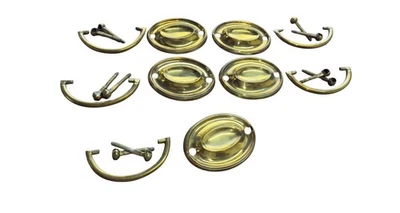 Антикварные 5 шт. федеральные овальные латунные и поручни Hepplewhite с чиппендейлом 1820 - Изображение 1 из 4