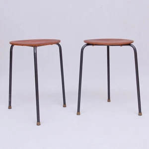 Vintage dreibein Hocker Stahl + Sperrholz ähnlich Dot von Arne Jacobsen 6.Z - Bild 1 von 4