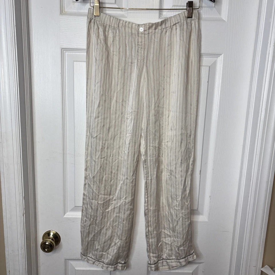 Pantalones de pijama de mujer de colección Gap Body beige gris seda a rayas XS G 1157 Foto 1 de 4