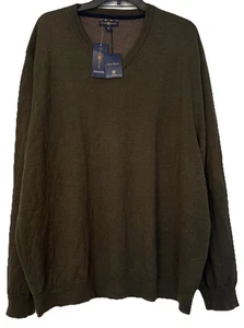 Club Room Estate Merino Wool Blend Sweater VNeck Olive 3XL Lightweight Knit NWT - Picture 1 of 15